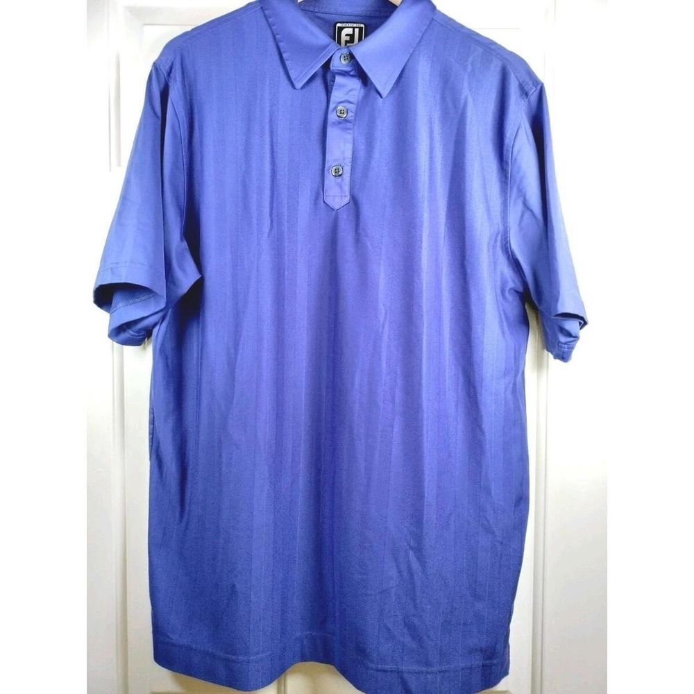 FootJoy Men's L Large Purple‎ Striped Athletic Fit ProDry Golf Polo Shirt S/S